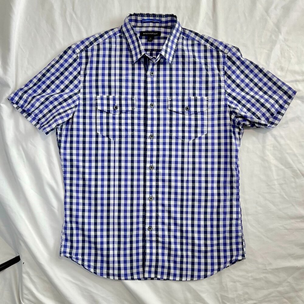 Banana Republic - Gingham Short Sleeve Button Up